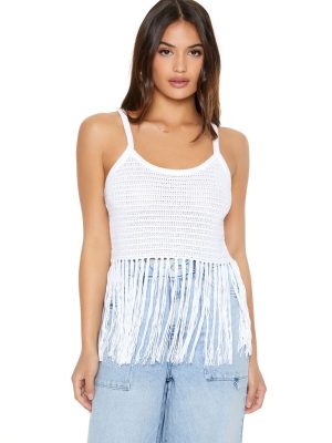 Crochet Sweater-Knit Fringe Cami