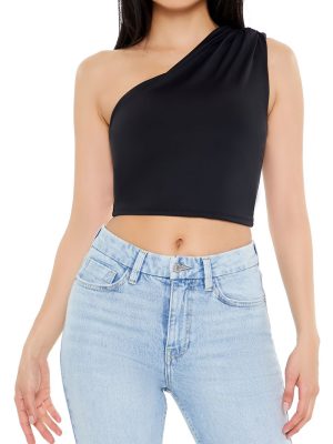 Ruched One-Shoulder Crop Top