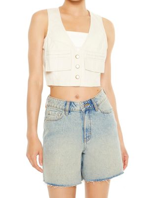 Cropped Twill Cargo Vest