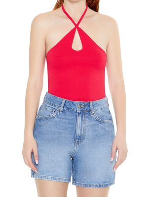 Sweater-Knit Halter Thong Bodysuit