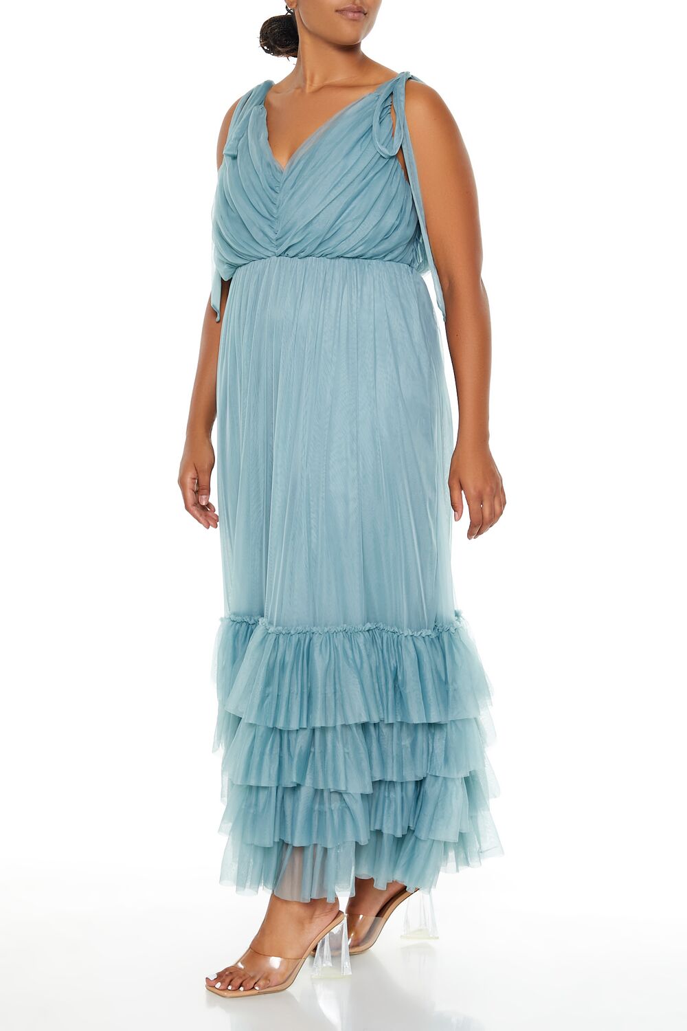 Plus Size Tiered Tie-Strap Maxi Dress - Image 3