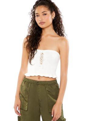 Sweater-Knit Ruffle Tube Top