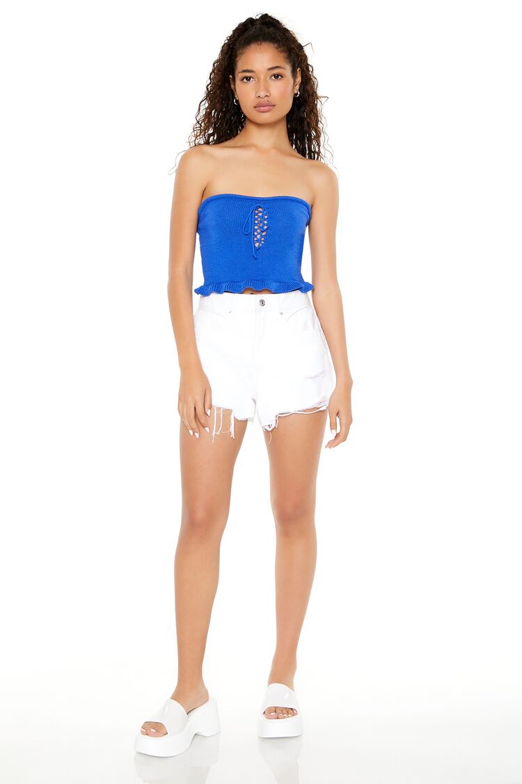 Sweater-Knit Ruffle Tube Top - Image 9