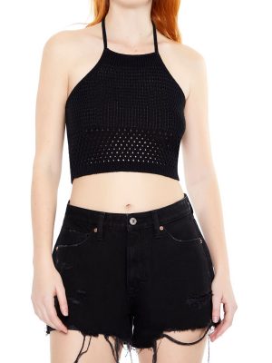 Sweater-Knit Halter Crop Top