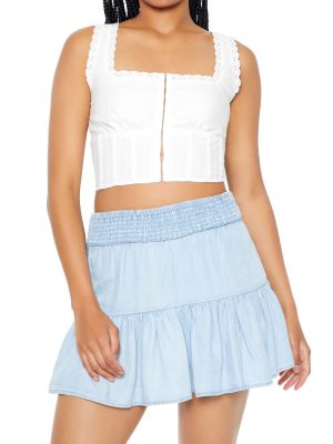 Lace-Trim Corset Crop Top