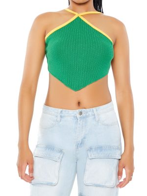 Sweater-Knit Halter Crop Top