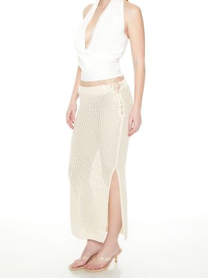 Crochet Lace-Up Maxi Skirt