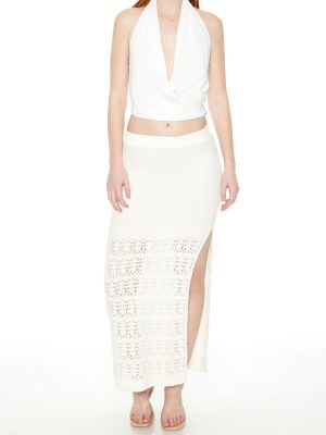 Pointelle Sweater-Knit Maxi Skirt