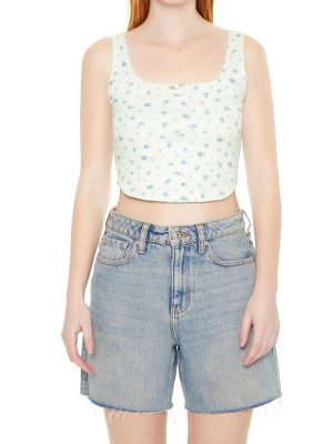 Cropped Floral Print Tank Top