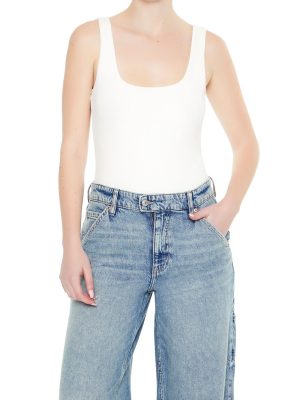 Textured V-Back Tank Bodysuit