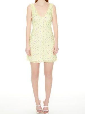 Floral Lettuce-Edge Mini Dress