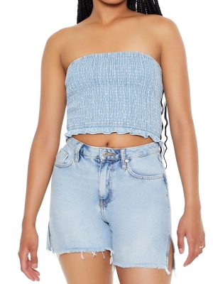 Cropped Chambray Tube Top