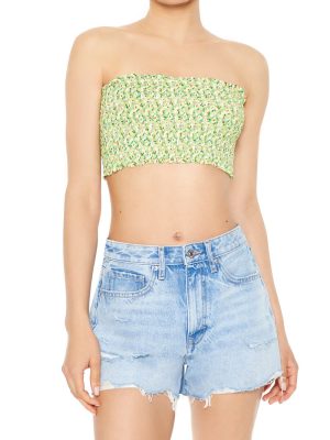 Cropped Floral Print Tube Top
