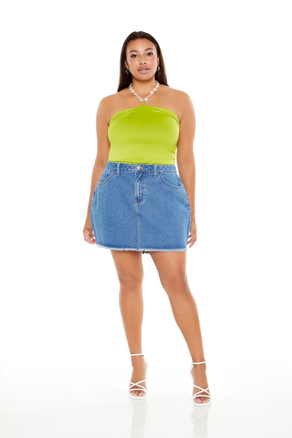 Plus Size Faux Pearl Halter Bodysuit - Image 4