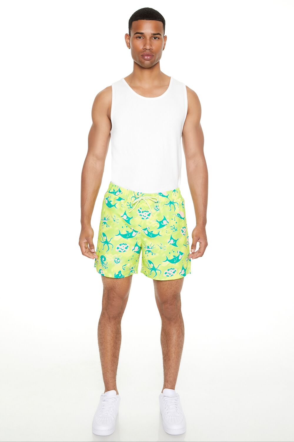 Sea Life Print Swim Trunks