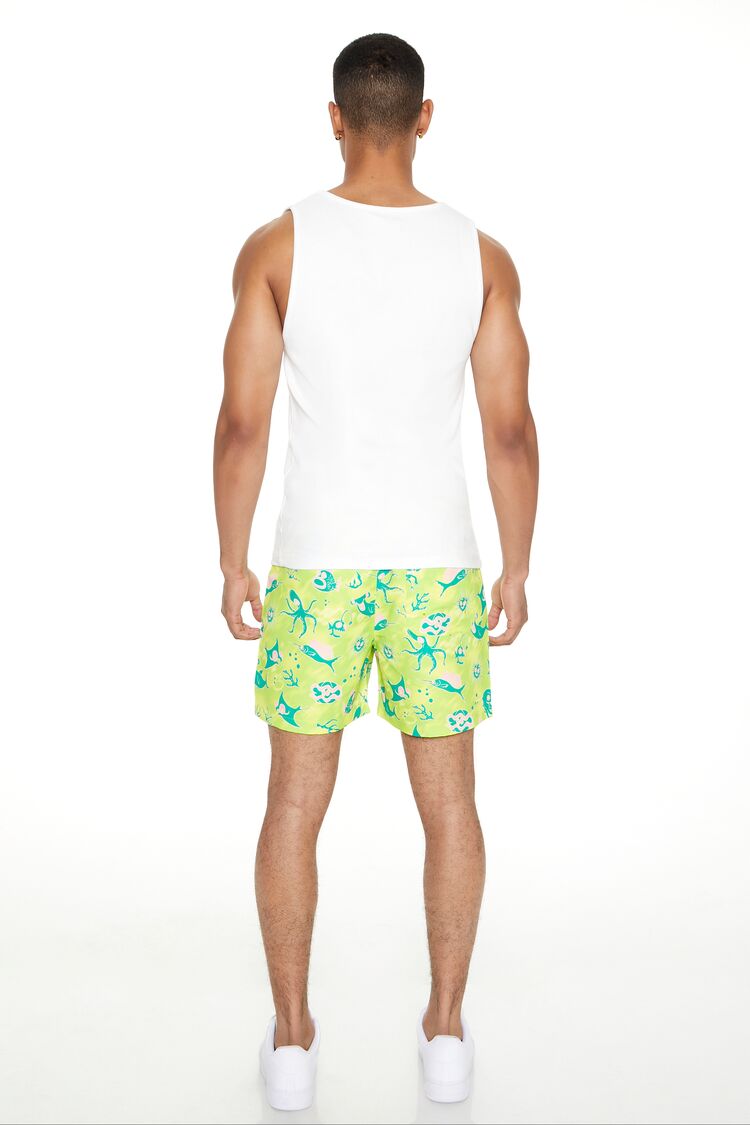 Sea Life Print Swim Trunks - Image 3