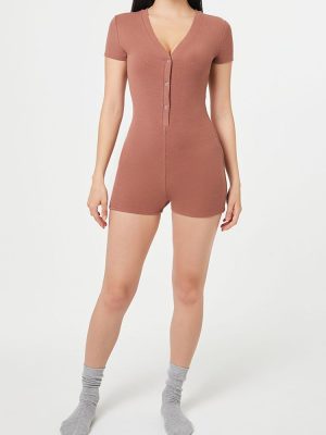Ribbed Knit Lounge Romper