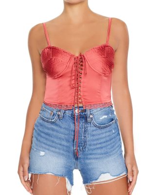 Satin Lace-Up Bustier Cami
