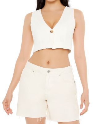 Sleeveless Linen-Blend Crop Top