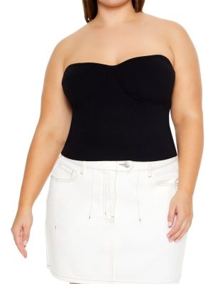 Plus Size Sweater-Knit Tube Top