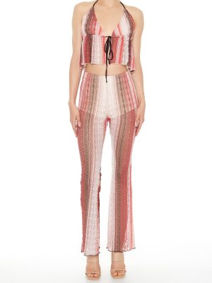 Striped Flare-Leg Pants