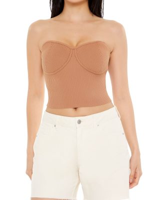 Sweater-Knit Bustier Tube Top