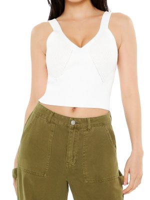 Cropped Sweater-Knit Tank Top