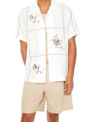 Textured Embroidered Rose Shirt