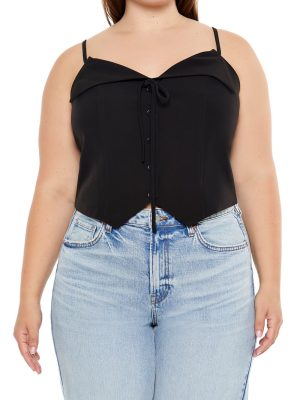 Plus Size Button-Front Cropped Cami