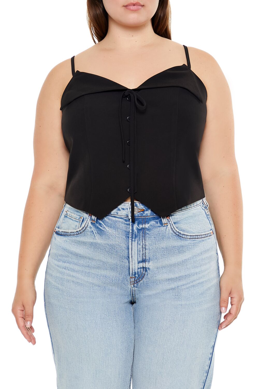 Plus Size Button-Front Cropped Cami