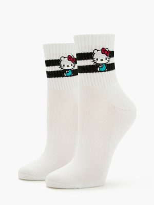 Hello Kitty Varsity-Striped Crew Socks