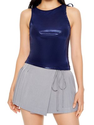 Metallic Ruched Tank Top