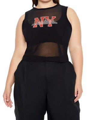 Plus Size Rhinestone NY Tank Top