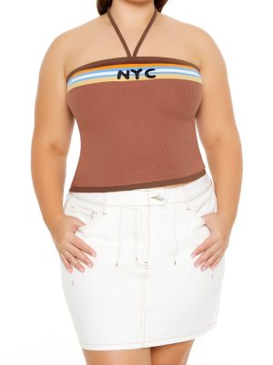 Plus Size NYC Halter Crop Top