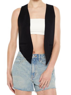 Open-Front Pointed-Hem Vest