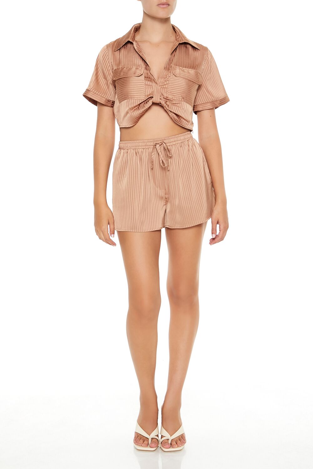 Satin Striped Crop Top - Image 2