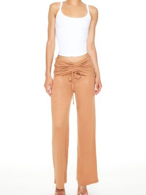Ruched Drawstring Foldover Pants