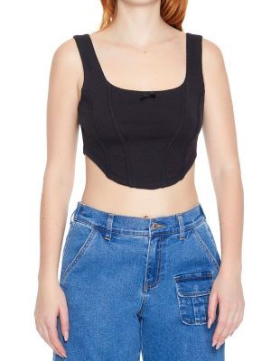 Corset Curved-Hem Crop Top