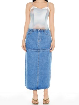 Convertible Denim Maxi Skirt