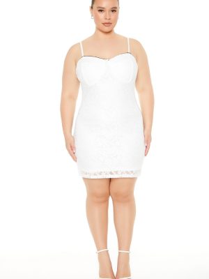 Plus Size Lace Bustier Mini Dress