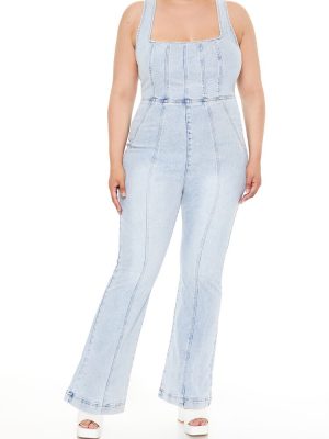 Plus Size Denim Tank Jumpsuit