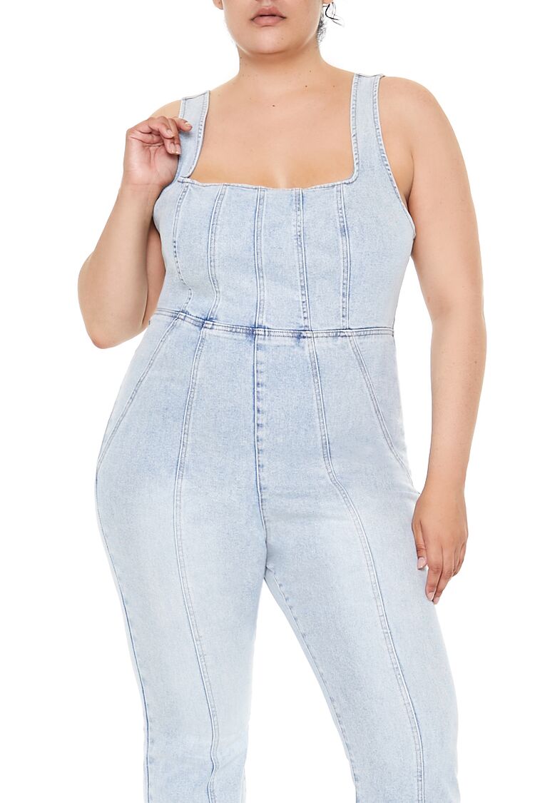 Plus Size Denim Tank Jumpsuit - Image 2