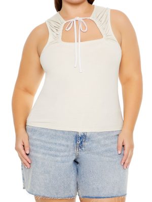 Plus Size Ruched Cutout Tank Top