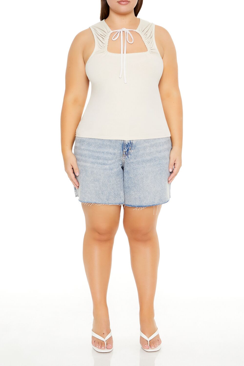 Plus Size Ruched Cutout Tank Top - Image 2