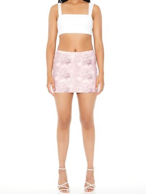 Fitted Abstract Print Mini Skirt