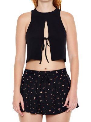 Sleeveless Tie-Front Crop Top