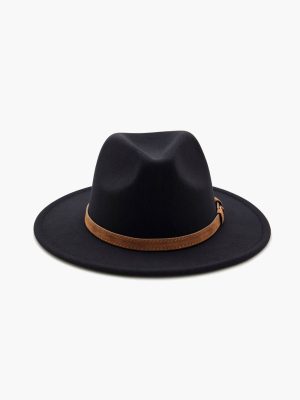 Faux Leather-Trim Fedora