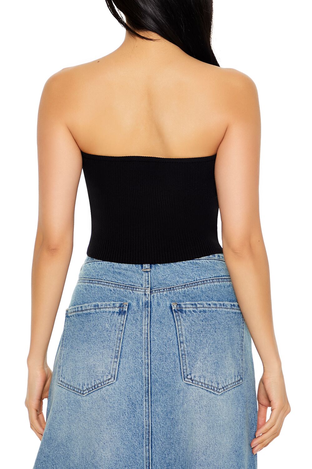 Embroidered Sweater-Knit Tube Top - Image 6