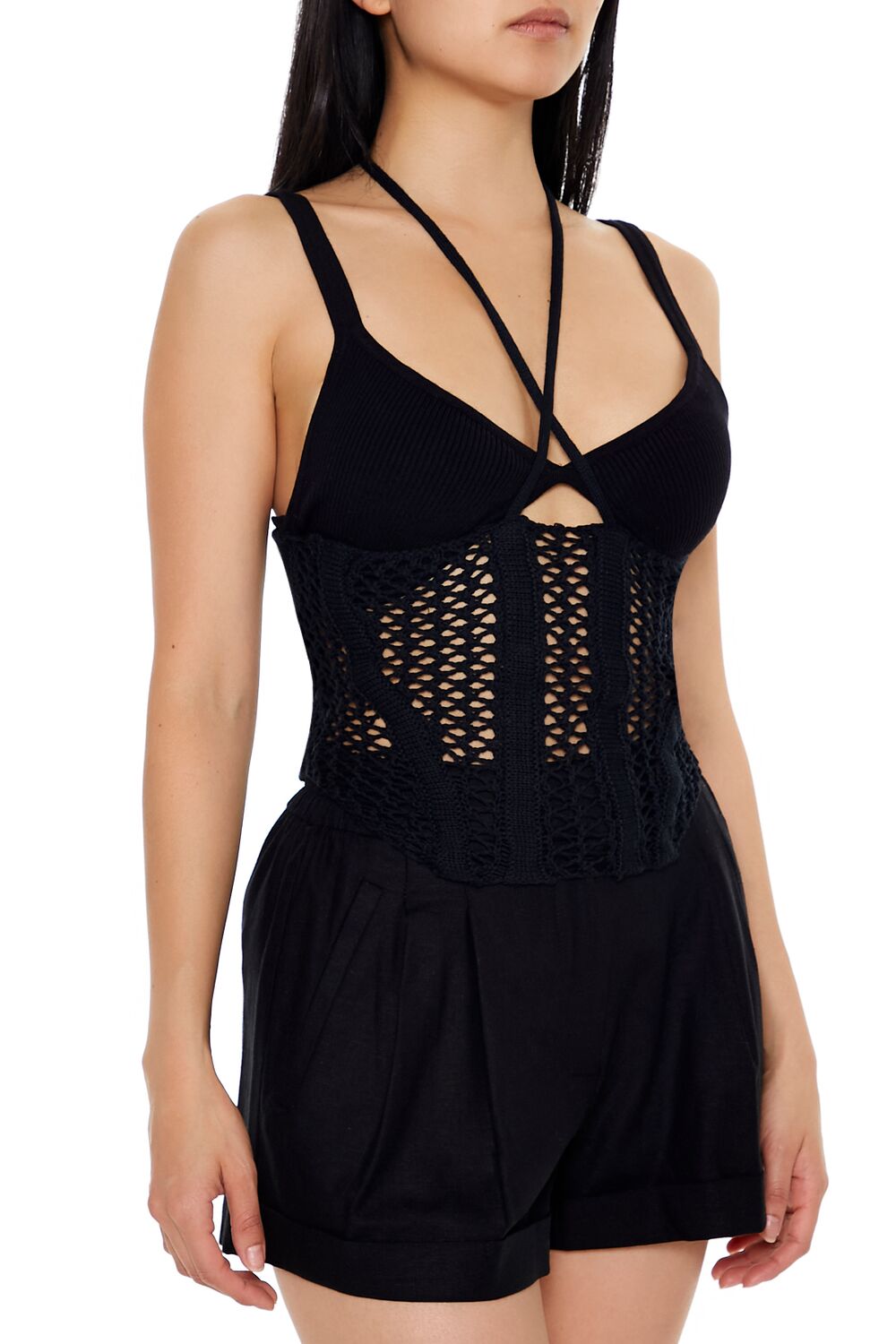 Strappy Sweater-Knit Crochet Cami - Image 5