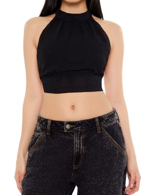 Chiffon Halter Crop Top